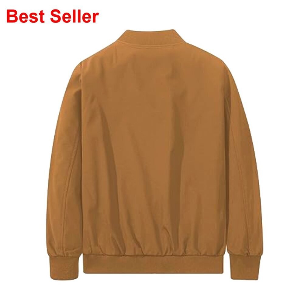 Lightweight Bomber Jacket Windbreaker Polyester Fabric Full Zip - Picture 3 of 6